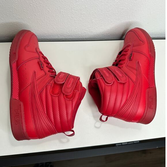 Fila Red Monochromatic F-14 High Top Casual Sneaker Shoe 8 - Picture 10 of 14